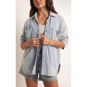 NEW Z SUPPLY all day knit denim jacket in blue